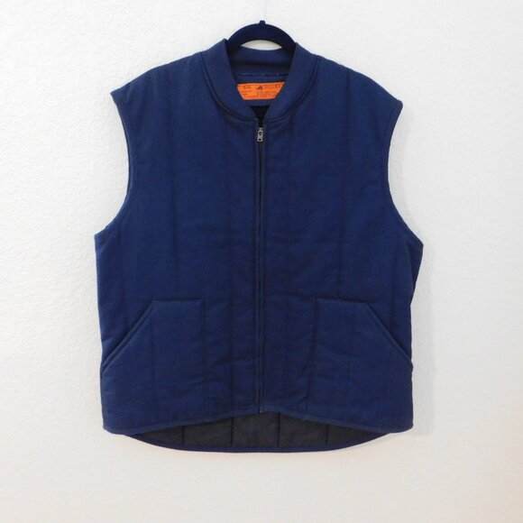 Red Kap Mens XL-Reg Navy Full Zip Quilt Lined Work Twill Canvas Vest VT22NV3 - Picture 1 of 5